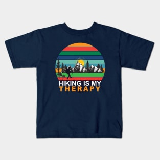 Hiking Is My Therapy , traveling , Adventure, retro , vintage T-shirt. Kids T-Shirt